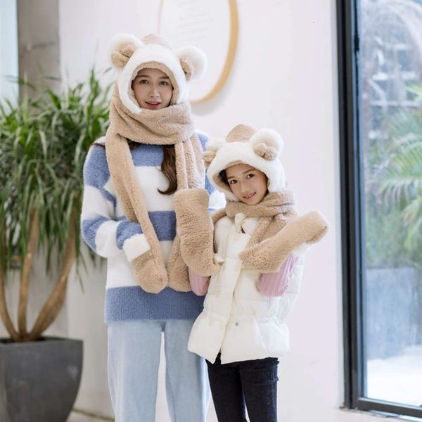 three and children's boys scarf glove two piece set parent child hat girls winter baby neck, Red;brown
three and children's boys scarf glove two piece set parent child hat girls winter baby neck, Red;brown