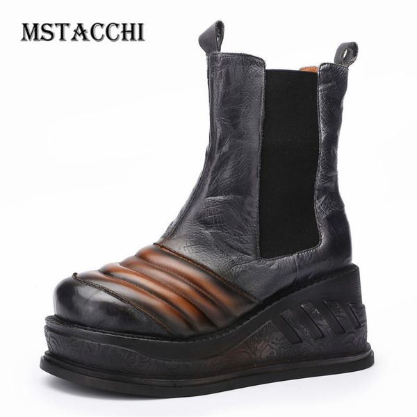 mstacchi pleated colour mixture elastic cord thick bottom women ankle boots do old fretwork crack wedges round toe short boots, Black
mstacchi pleated colour mixture elastic cord thick bottom women ankle boots do old fretwork crack wedges round toe short boots, Black