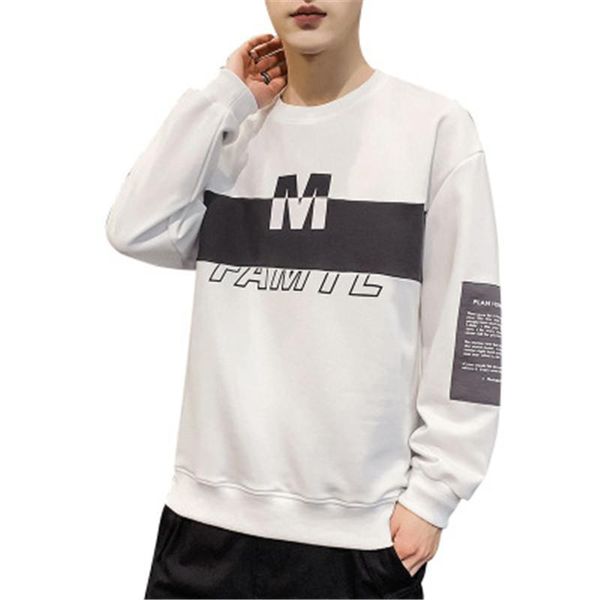 man letter contrast sweatshirts fashion trend autumn long sleeve casual round neck all-match designer male loose casual tees clothes, Black 
man letter contrast sweatshirts fashion trend autumn long sleeve casual round neck all-match designer male loose casual tees clothes, Black