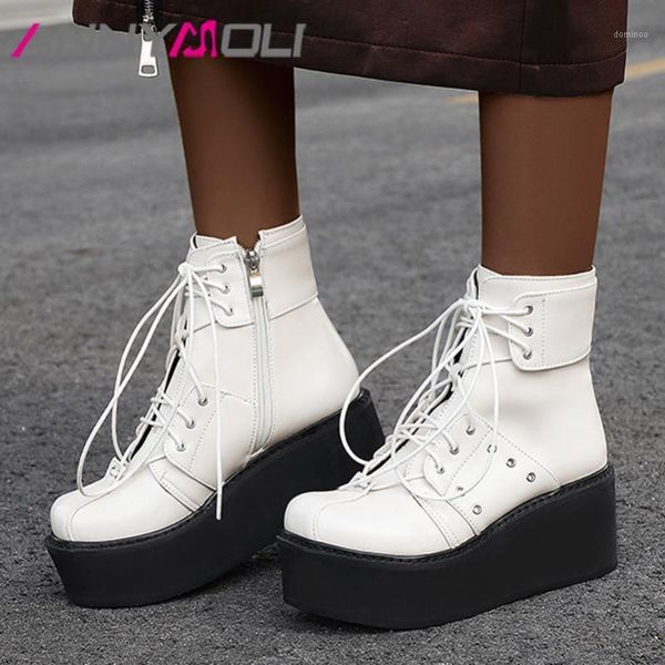 annymoli zip high heel ankle boots women platform wedges heel short boots lace up round toe female shoes autumn winter white 461, Black
annymoli zip high heel ankle boots women platform wedges heel short boots lace up round toe female shoes autumn winter white 461, Black