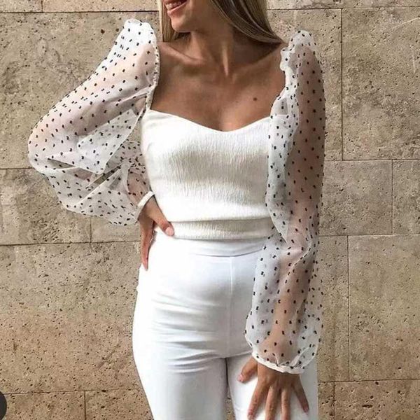 women's blouses & shirts spring blouse transparent flower point chiffon long-sleeved square collar short ladies fashion high-quality bl, White
women's blouses & shirts spring blouse transparent flower point chiffon long-sleeved square collar short ladies fashion high-quality bl, White