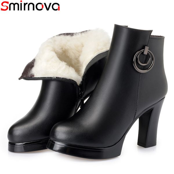 smirnova 2020 new winter genuine leather boots women round toe zip platform ankle boots keep warm wool snow women big size, Black
smirnova 2020 new winter genuine leather boots women round toe zip platform ankle boots keep warm wool snow women big size, Black