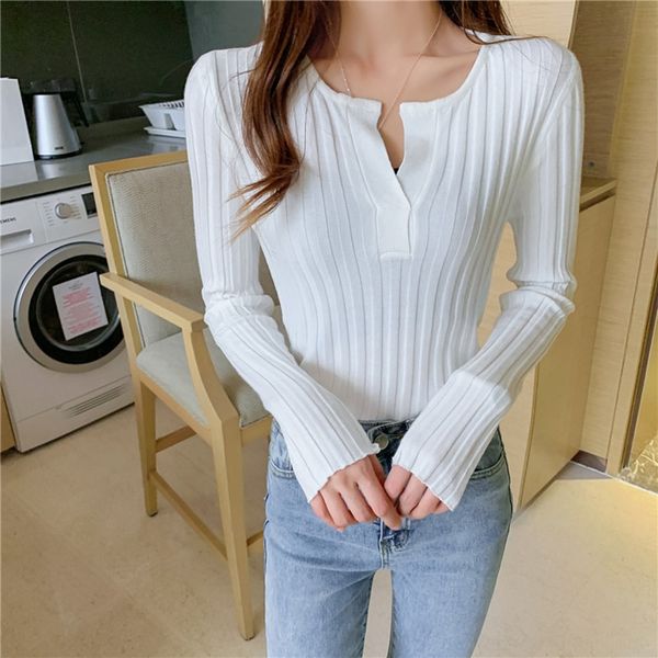 v-neck elastic pit stripe slim knit sweater bottoming shirt autumn winter 2020 new thin solid color long sleeve sweater for women oj, White;black
v-neck elastic pit stripe slim knit sweater bottoming shirt autumn winter 2020 new thin solid color long sleeve sweater for women oj, White;black