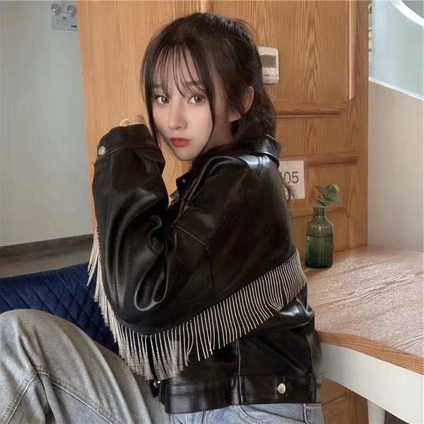 women's leather & faux year korean style cute women pu coats harajuku crop jackets female a430, Black
women's leather & faux year korean style cute women pu coats harajuku crop jackets female a430, Black