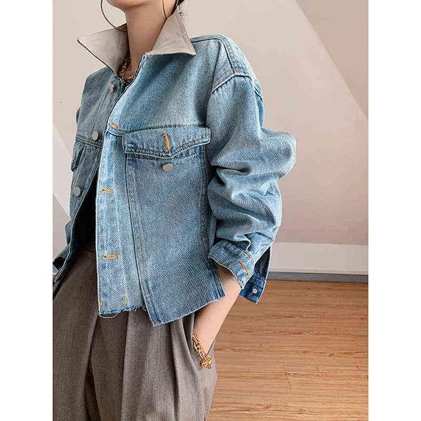 women's jackets w. ting dign sense splicing denim women's 2022 spring and autumn irregular korean short et, Black;brown
women's jackets w. ting dign sense splicing denim women's 2022 spring and autumn irregular korean short et, Black;brown