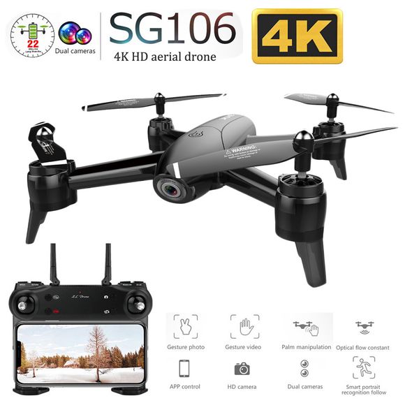 sg106 wifi fpv rc drone with 720p or 1080p or 4k hd dual camera optical flow aerial video rc quadcopter for toys kid vs s20 e58 201015
sg106 wifi fpv rc drone with 720p or 1080p or 4k hd dual camera optical flow aerial video rc quadcopter for toys kid vs s20 e58 201015