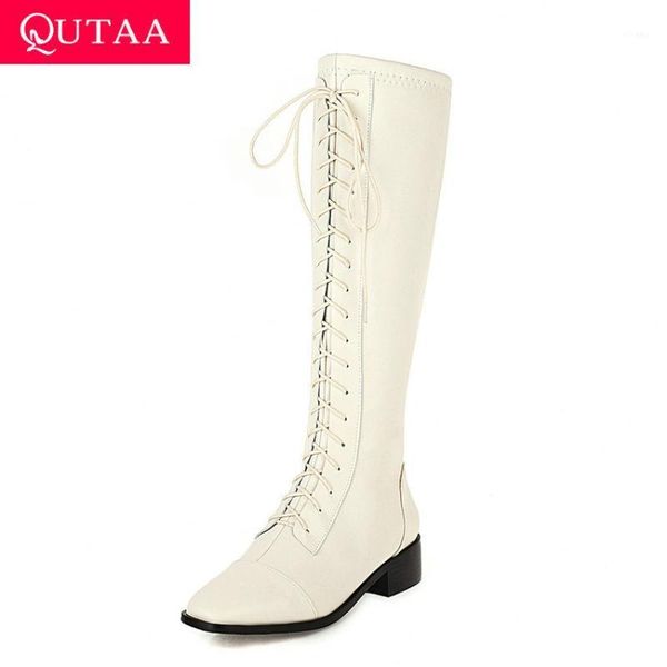 boots qutaa 2021 knee high women square toe lace up zipper long pu leather heel shoes big size 34-431, Black
boots qutaa 2021 knee high women square toe lace up zipper long pu leather heel shoes big size 34-431, Black