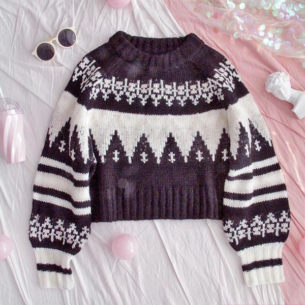 autumn winter sweater women korean vintage harajuku short ins o-neck long sleeve pullover student jumper girl, White;black
autumn winter sweater women korean vintage harajuku short ins o-neck long sleeve pullover student jumper girl, White;black