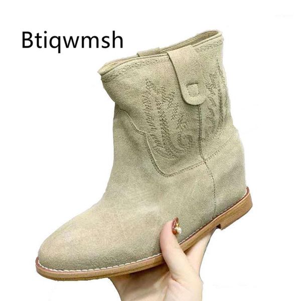 green real suede wedges boots women round toe embroidered high heel femme fashion ankle1, Black
green real suede wedges boots women round toe embroidered high heel femme fashion ankle1, Black