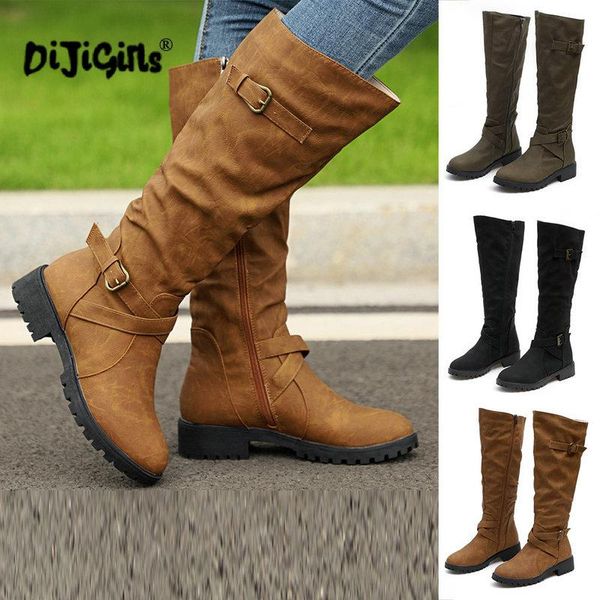 новая осень зима женщин knee high теленок байкер sexy boots дамы zip punk combat army boots партийного женская обувь, Black
новая осень зима женщин knee high теленок байкер sexy boots дамы zip punk combat army boots партийного женская обувь, Black