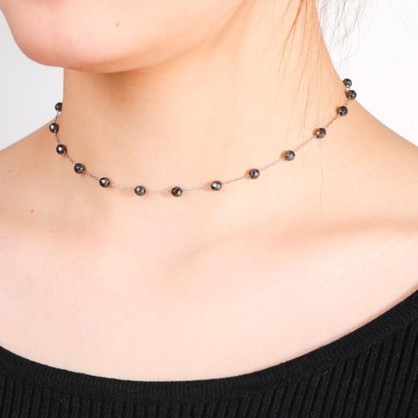 my shape sweet black beads necklaces choker for women girl stainless steel necklace fashion jewelry party wedding necklace gift, Silver 
my shape sweet black beads necklaces choker for women girl stainless steel necklace fashion jewelry party wedding necklace gift, Silver
