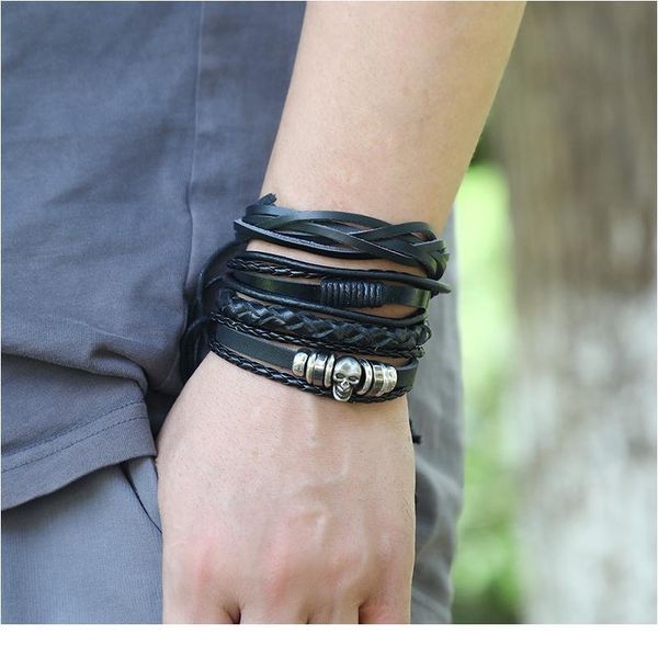 skull black bracelets 10pcs/set wrap woven handmade men bracelets women leather bracelet men bangle wholesale jewe jllgyy, Golden;silver
skull black bracelets 10pcs/set wrap woven handmade men bracelets women leather bracelet men bangle wholesale jewe jllgyy, Golden;silver