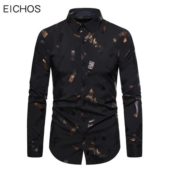 men's casual shirts mens bronzing print 2021 brand geometric steampunk chemise black white long sleeve camisa masculina, White;black
men's casual shirts mens bronzing print 2021 brand geometric steampunk chemise black white long sleeve camisa masculina, White;black