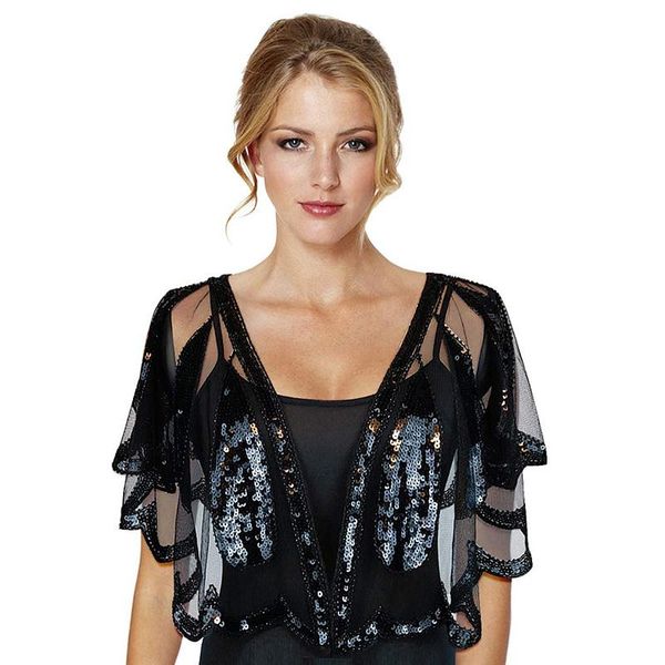 shawls women's vintage 1920s shawl beaded sequin bolero flapper evening cape, Blue;gray
shawls women's vintage 1920s shawl beaded sequin bolero flapper evening cape, Blue;gray