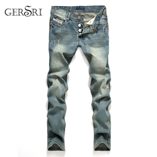 men's jeans gersri fashion hole men long trousers straight skinny ripped distressed masculino denim pants plus size, Blue
men's jeans gersri fashion hole men long trousers straight skinny ripped distressed masculino denim pants plus size, Blue