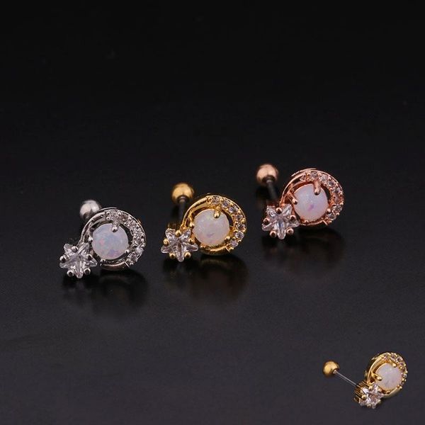 stud 1 pcs zircon moon star shape ear piercing earring trendy steel round bar ball cartilage cuff jewelry, Golden;silver
stud 1 pcs zircon moon star shape ear piercing earring trendy steel round bar ball cartilage cuff jewelry, Golden;silver
