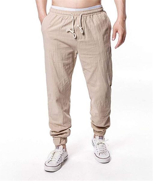 new summer men cotton linen pants fashion jogging elastic waist lace up trousers solid color casual sports pants, Black
new summer men cotton linen pants fashion jogging elastic waist lace up trousers solid color casual sports pants, Black