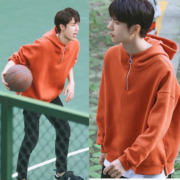 spring/winter 2021 male new thin plus velo half-zipper young hoodie gi3f, Black
spring/winter 2021 male new thin plus velo half-zipper young hoodie gi3f, Black