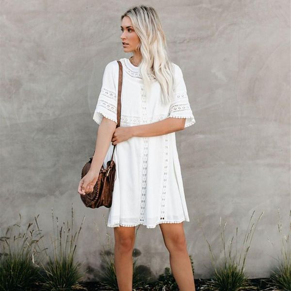 women's swimwear xifer casual v-neck short sleeve summer beach dress plus size women beachwear white tunic hollow out mini, White;black
women's swimwear xifer casual v-neck short sleeve summer beach dress plus size women beachwear white tunic hollow out mini, White;black