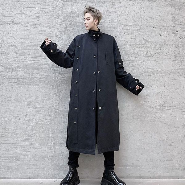 men's trench coats male japan harajuku streetwear punk gothic casual jacket outerwear men button stand collar belt long coat cloak over, Tan;black
men's trench coats male japan harajuku streetwear punk gothic casual jacket outerwear men button stand collar belt long coat cloak over, Tan;black