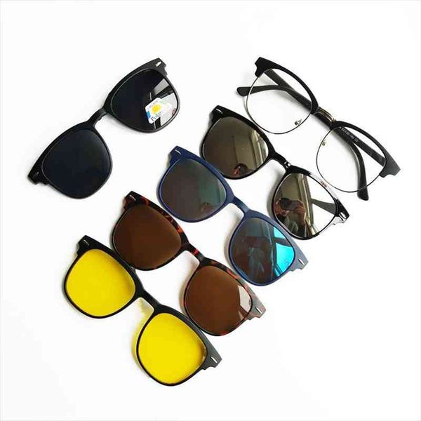 spectacle frame with 5 pcs clip on sunglasses women men polarized magnetic glasses set myopia optical, White;black
spectacle frame with 5 pcs clip on sunglasses women men polarized magnetic glasses set myopia optical, White;black