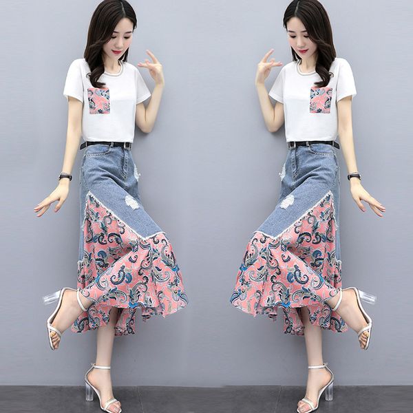 summer of two pieces and skirt denim jean suit for floral woman sets clothes with skirts gb8c, White
summer of two pieces and skirt denim jean suit for floral woman sets clothes with skirts gb8c, White
