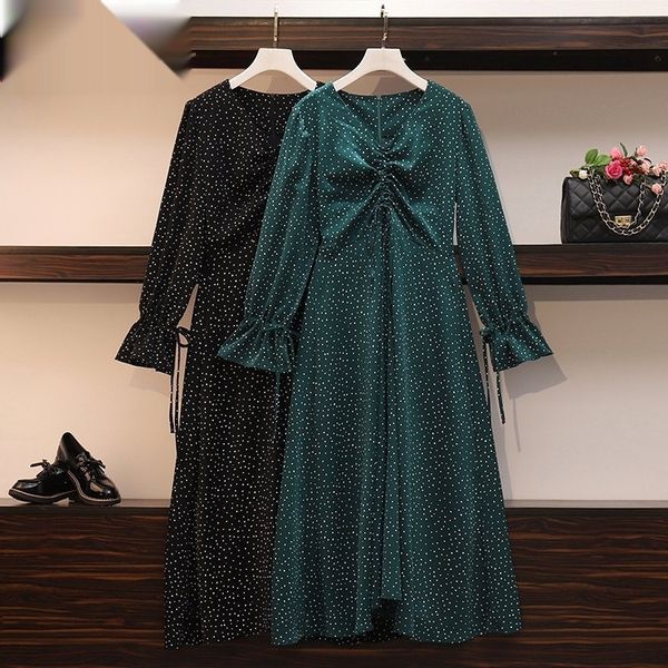 4iofp осень 2020 новый жир женщин платье корейский ypziu большой мм юбка талии шнурок волна точка платье вскользь версия, Black;gray 
4iofp осень 2020 новый жир женщин платье корейский ypziu большой мм юбка талии шнурок волна точка платье вскользь версия, Black;gray
