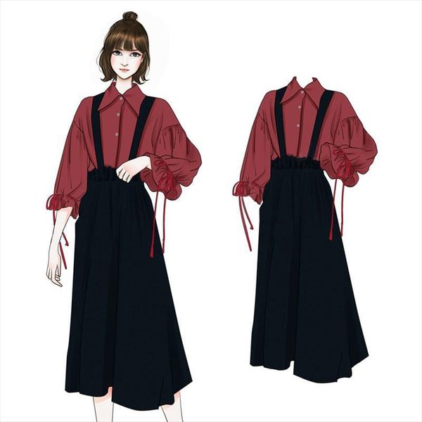 2021 fashion spring summer women lantern sleeve single button casual blouse shirt pleated a line straps dress 2 pieces sets j96, Gray
2021 fashion spring summer women lantern sleeve single button casual blouse shirt pleated a line straps dress 2 pieces sets j96, Gray