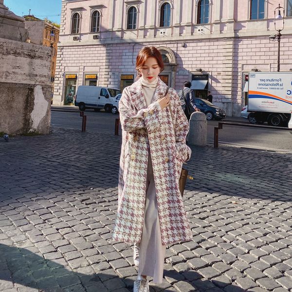 chic houndstooth overcoat women winter clothing long woollen coat tailored collar loose outerwear stylish lady wool coats n29x1020, Black
chic houndstooth overcoat women winter clothing long woollen coat tailored collar loose outerwear stylish lady wool coats n29x1020, Black