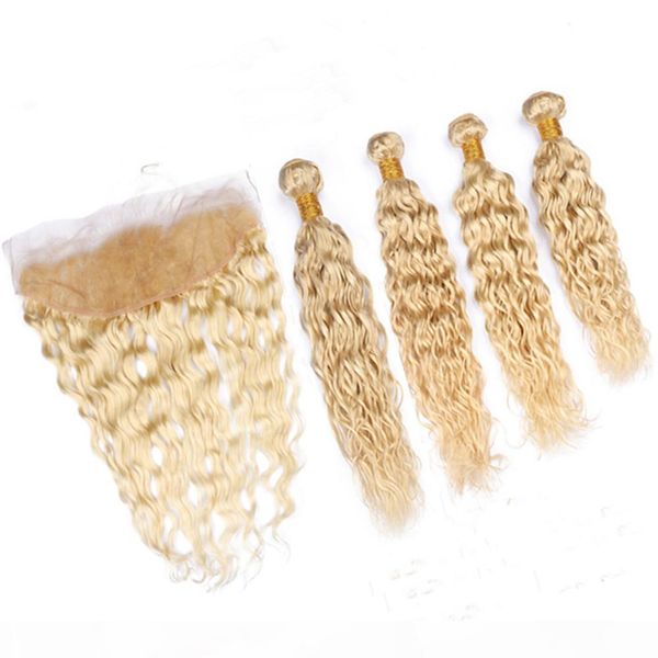 wet and wavy #613 blonde indian virgin hair weaves 4bundles with 13x4 lace frontal closure 5pcs lot water wave blonde human hair wefts, Black;brown
wet and wavy #613 blonde indian virgin hair weaves 4bundles with 13x4 lace frontal closure 5pcs lot water wave blonde human hair wefts, Black;brown