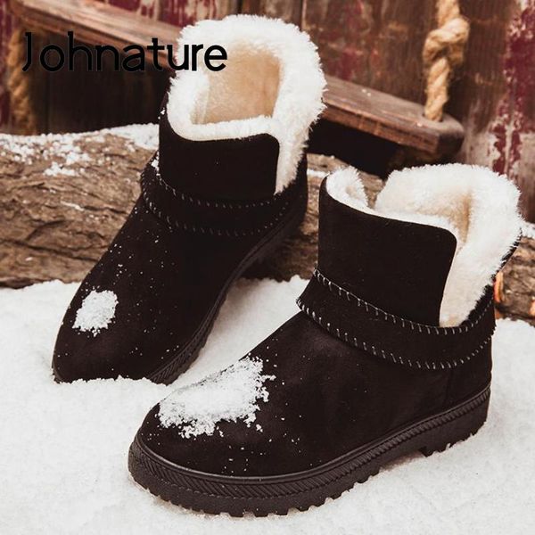 johnature warm snow boots 2020 new winter women shoes buckle strap round toe flat with plush concise platform boots size 41-44, Black
johnature warm snow boots 2020 new winter women shoes buckle strap round toe flat with plush concise platform boots size 41-44, Black
