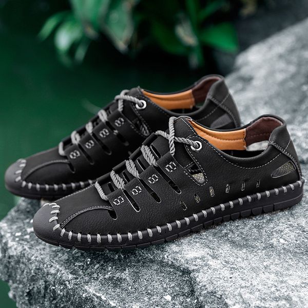 2020 men's summer casual leather sandals comfortable slip-on casual sandals breathable tide outdoor beach shoes #1226 t200420, Black
2020 men's summer casual leather sandals comfortable slip-on casual sandals breathable tide outdoor beach shoes #1226 t200420, Black
