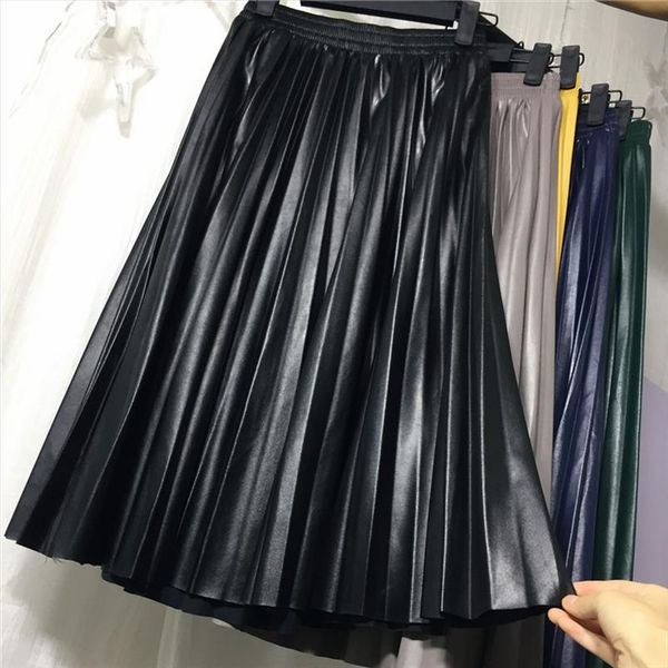 2020 new women slim organ leather skirt pleated long skirt female pu leather pleated half length retro high waisted, Black
2020 new women slim organ leather skirt pleated long skirt female pu leather pleated half length retro high waisted, Black
