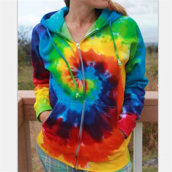 hooded 2020 rainbow vortex tie dye women's sweater casual coat, Black
hooded 2020 rainbow vortex tie dye women's sweater casual coat, Black