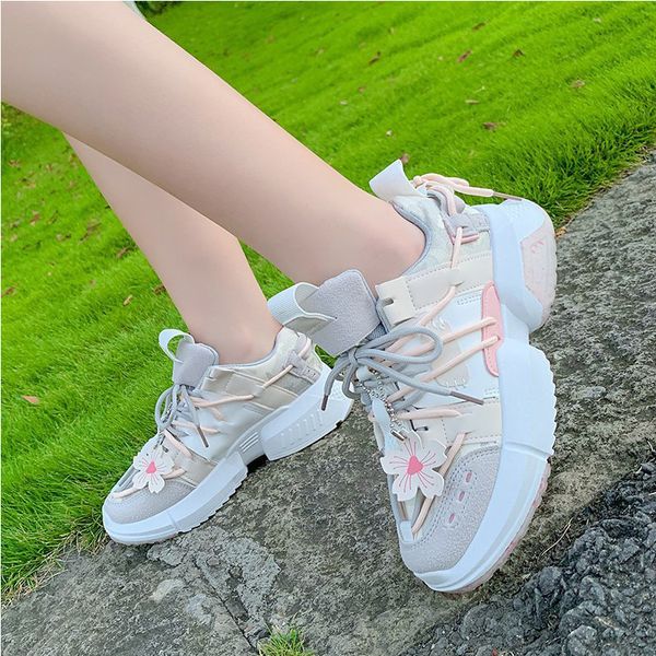 Design Fairy-tale Sneakers Style Cherry Blossom Light Ladies Rubber Platform Sports Running Shoes