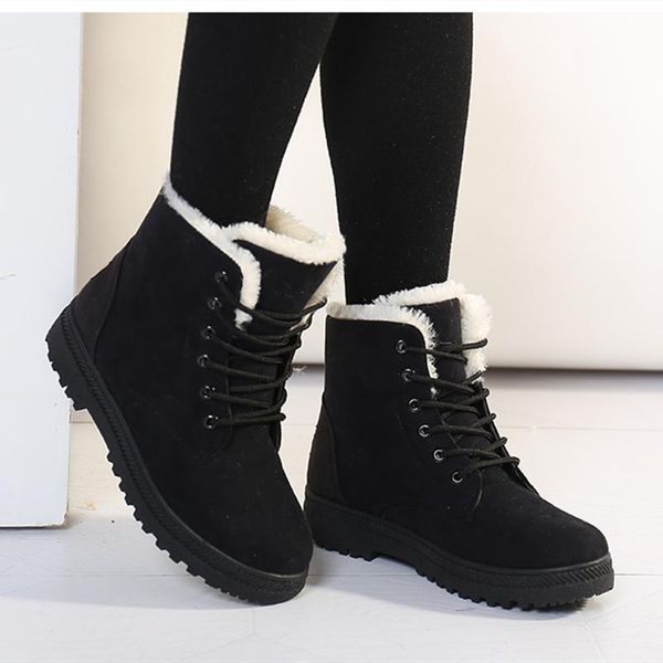 women snow boots winter warm plush insole square heel ankle boots lace-up casual flock women shoes plus size 44, Black
women snow boots winter warm plush insole square heel ankle boots lace-up casual flock women shoes plus size 44, Black