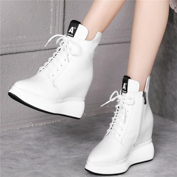 boots casual shoes women lace up cow leather wedges high heel ankle female pointed toe fashion sneakers punk trainers, Black
boots casual shoes women lace up cow leather wedges high heel ankle female pointed toe fashion sneakers punk trainers, Black