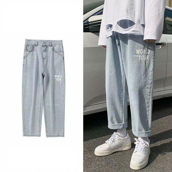 men's jeans skinny casual summer spring popular logo trend light color loose straight pants crescent pants, Blue
men's jeans skinny casual summer spring popular logo trend light color loose straight pants crescent pants, Blue