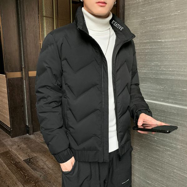 men's coat winter 2020 new down korean loose trend short cotton padded jacket light and handsome top, Black 
men's coat winter 2020 new down korean loose trend short cotton padded jacket light and handsome top, Black