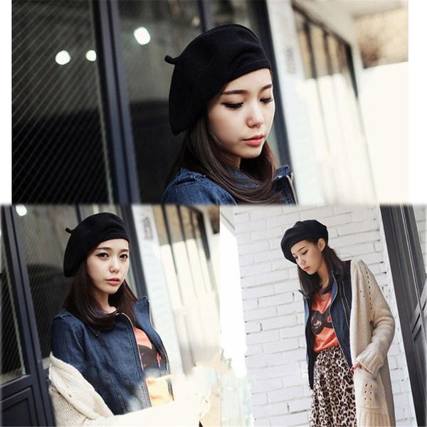 fashion women wool berets winter hats solid color beret female bonnet caps all matched warm walking, Blue;gray
fashion women wool berets winter hats solid color beret female bonnet caps all matched warm walking, Blue;gray