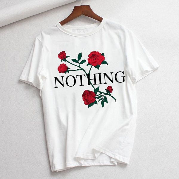 women harajuku t shirt rose flower nothing print tshirts summer graphic fashion tee short sleeve female t-shirt streetwear, White
women harajuku t shirt rose flower nothing print tshirts summer graphic fashion tee short sleeve female t-shirt streetwear, White