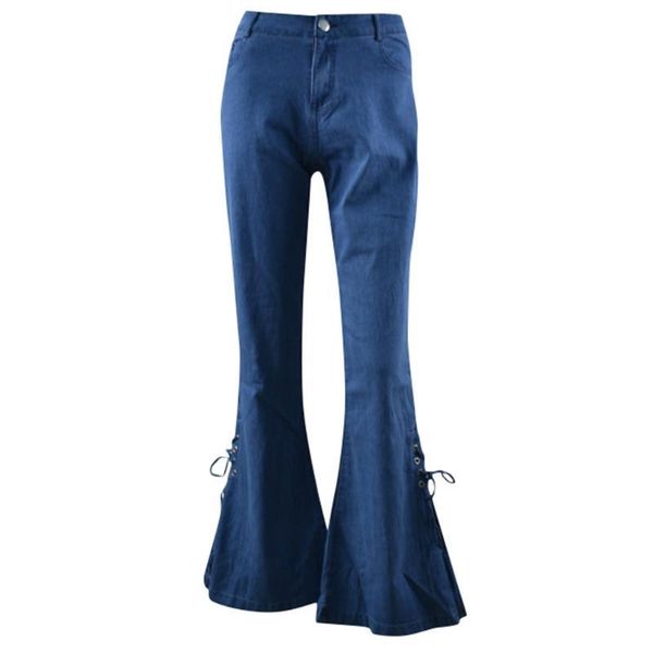 fashion denim jeans flare pants women summer retro mid-waist jeans elastic plus loose denim bow casual boot cut pant, Blue
fashion denim jeans flare pants women summer retro mid-waist jeans elastic plus loose denim bow casual boot cut pant, Blue