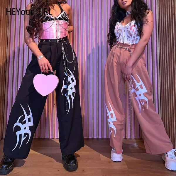heyoungirl harajuku high waist wide leg pants women black printed casual ladies trousers pink punk sweatpants streetwear summer y200114, Black;white
heyoungirl harajuku high waist wide leg pants women black printed casual ladies trousers pink punk sweatpants streetwear summer y200114, Black;white