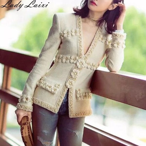 autumn winter runway women deep v neck luxury 3d flower beading tweed jacket slim coat elegant ladies outerwear 201027, Black;brown
autumn winter runway women deep v neck luxury 3d flower beading tweed jacket slim coat elegant ladies outerwear 201027, Black;brown