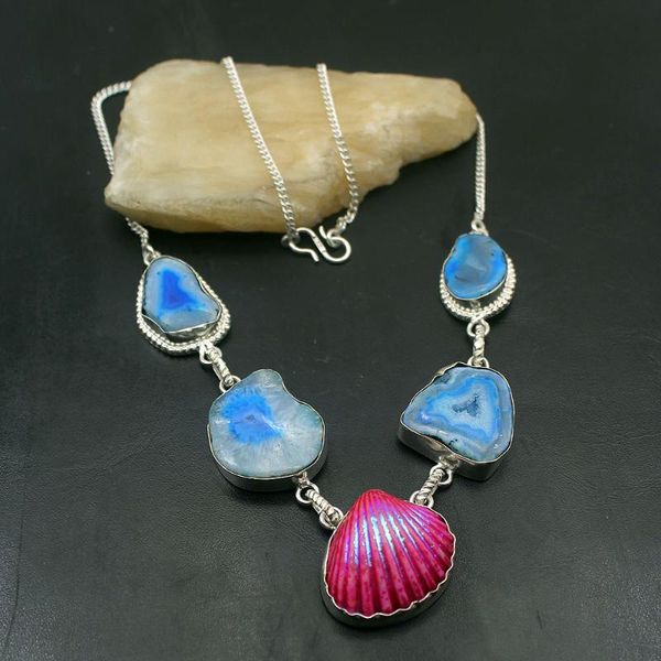 special design shell blue druzy925 sterling silver color pendant necklace women jewelry 19 inch tf935
special design shell blue druzy925 sterling silver color pendant necklace women jewelry 19 inch tf935