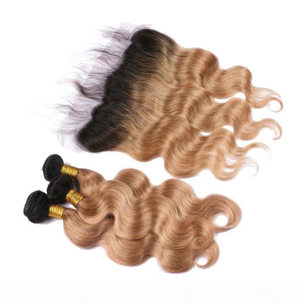 body wave 1b 27 honey blonde ombre brazilian virgin hair with 13x4 lace frontal closure dark root ombre 3bundles with full lace frontals, Black;brown
body wave 1b 27 honey blonde ombre brazilian virgin hair with 13x4 lace frontal closure dark root ombre 3bundles with full lace frontals, Black;brown