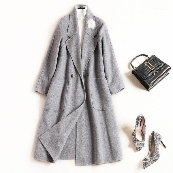 women's wool & blends 2021 fashion women's woolen coat winter lapel long sleeve double-sided jacket 82661, Black
women's wool & blends 2021 fashion women's woolen coat winter lapel long sleeve double-sided jacket 82661, Black