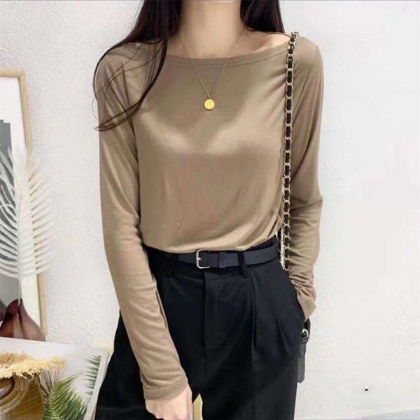 2020 autumn new long sleeve t-shirt women slim one line collarshoulder versatile bottom knit coat t-shirt woman sjna5, White;black
2020 autumn new long sleeve t-shirt women slim one line collarshoulder versatile bottom knit coat t-shirt woman sjna5, White;black