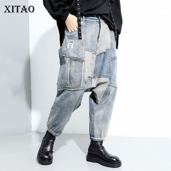 xitao streetwear stitched jeans fashion plus size elastic waist street fashion harem pants women personality autumn new wj13771, Blue
xitao streetwear stitched jeans fashion plus size elastic waist street fashion harem pants women personality autumn new wj13771, Blue