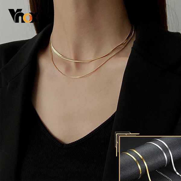 vnox basic flat snake chain necklaces for women,length adjustable stainless steel choker collar,chic street wear jewelry, Golden;silver
vnox basic flat snake chain necklaces for women,length adjustable stainless steel choker collar,chic street wear jewelry, Golden;silver